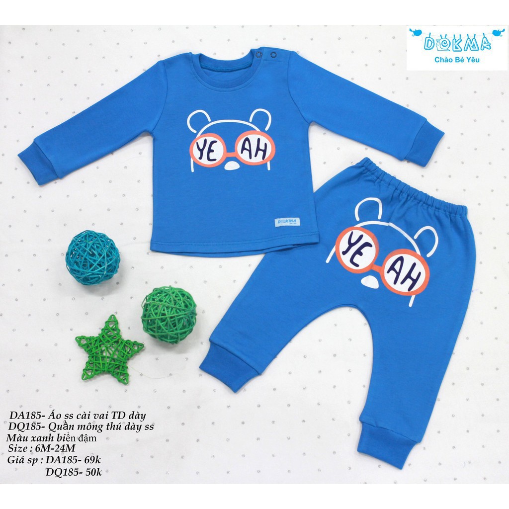 Dokma - Bộ quần áo dài tay cài vai chất siêu đẹp cho bé (6-18m) DA185