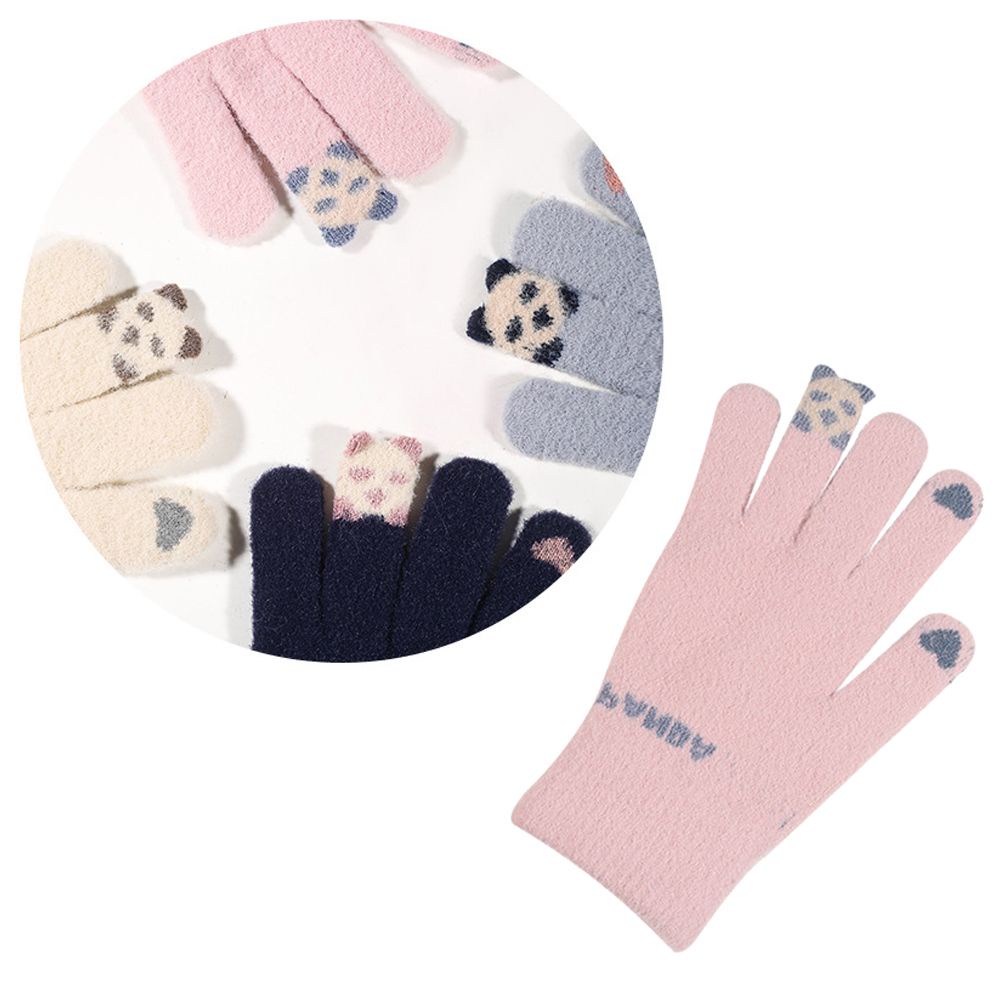 Okdeals Găng Tay Dệt Kim Dày Dặn Ấm Áp Hình Mèo Hoạt Hình Có Thể Chạm Màn Hình Cảm Ứng Mùa Đông Cho Nữ Ngoài Trời