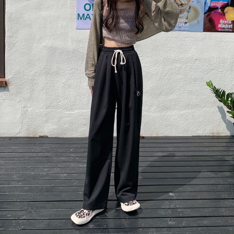 Quần thể thao lưng cao ống rộng thiết kế mới kiểu dáng đơn giản thời trang cho nữ