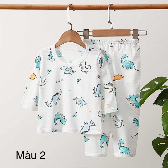 Bộ cotton tre Quảng Châu dài tay cho bé từ 8 đến 20kg (Màu 1-4 )