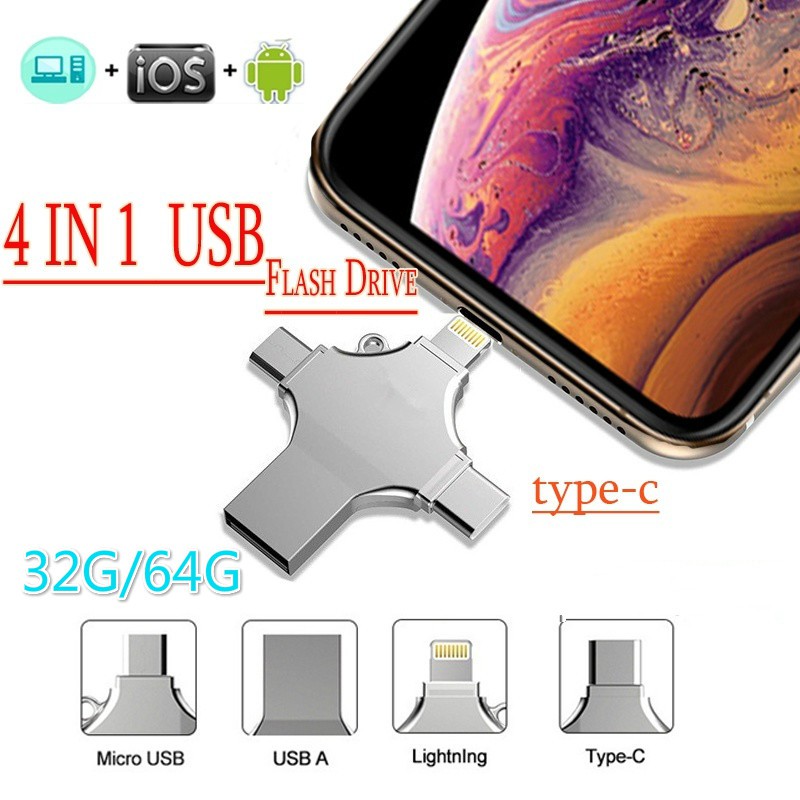 4in1 USB3.0 high speed U disk USB Flash For iOS iPhone iPad Android 32GB 64GB OT