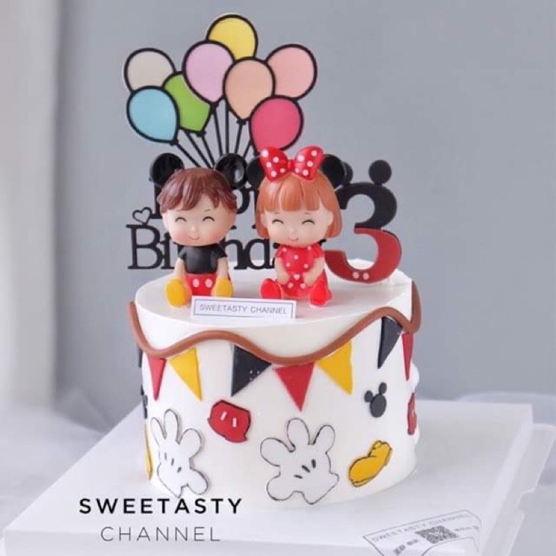 1 Cặp Bé Mickey Trang Trí Bánh Kem, Bánh Sinh Nhật