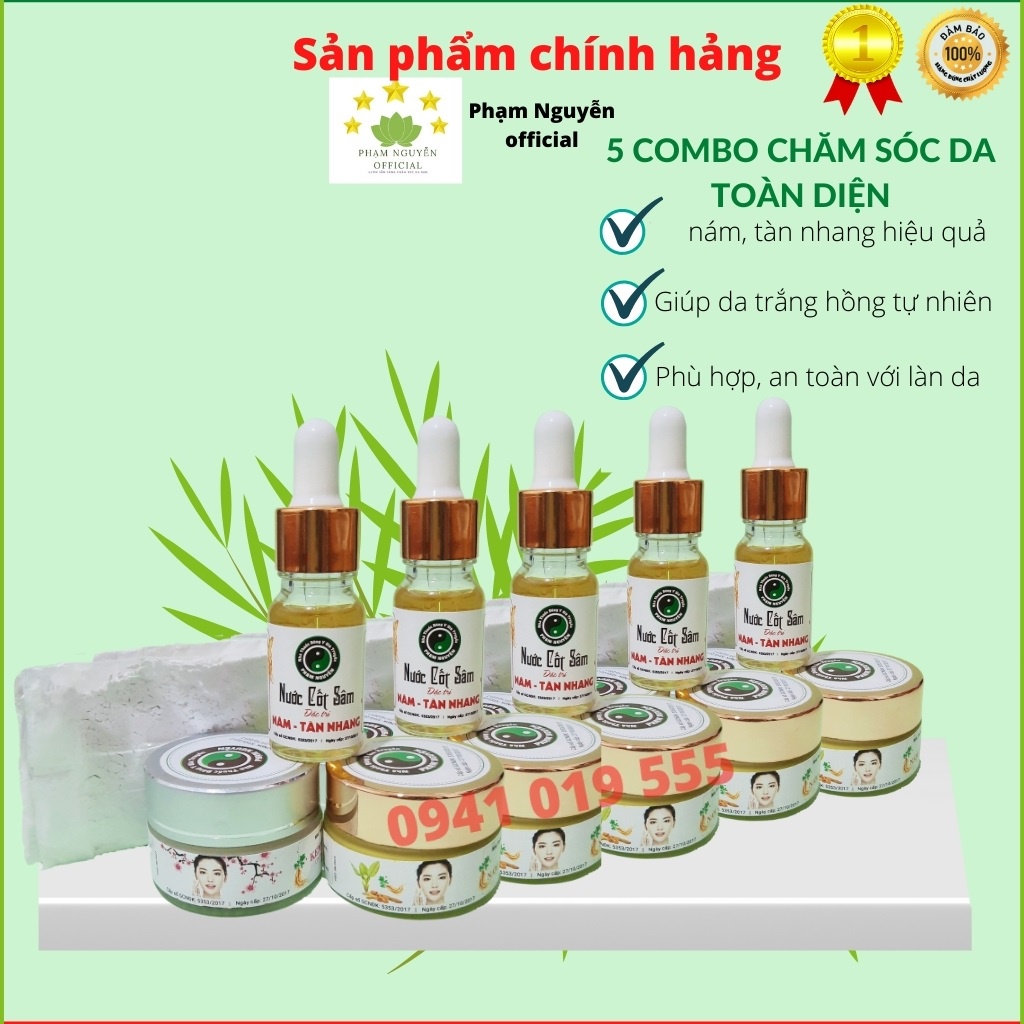 5 Combo kem xóa nám, tẩy mụn, làm mờ nám, tàn nhang và dưỡng trắng da đông y gia truyền Phạm Nguyễn