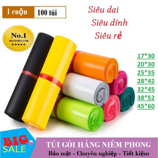 100 Túi Nilon Gói Hàng [Size 45x60cm] Cao Cấp Đóng Gói Áo, Balo, Đơn Nhiều Sản Phẩm Keo Dán Miếng Siêu Chắc