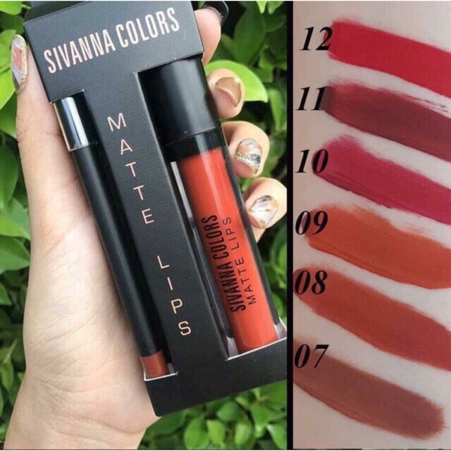 Set son kem lì và chì kẻ viền môi Sivanna Duo Color matte lips 1+1