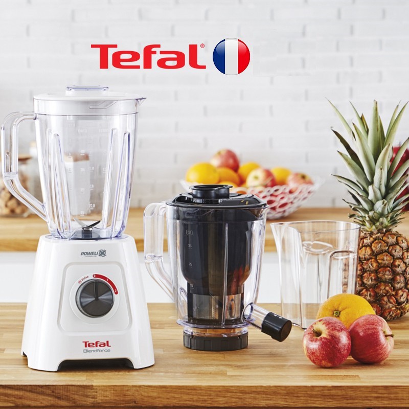 Máy xay sinh tố kết hợp ép trái cây để bàn 2 trong 1 cối nhựa Tefal BL42Q166 600W - Hàng chính hãng