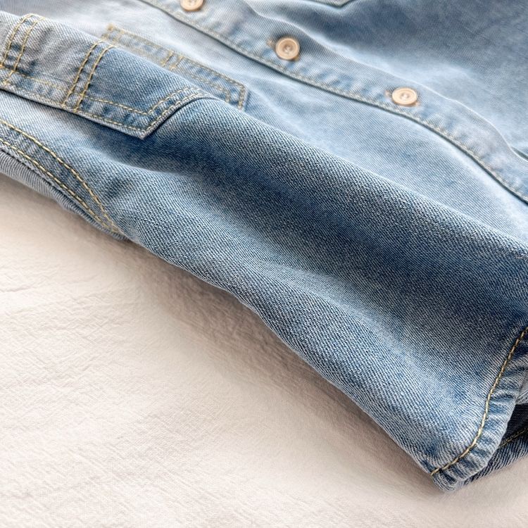 Áo Sơ Mi Denim Tay Dài Mềm Mại Màu Gradient Phong Cách Nhật Bản Hàn Quốc Thời Trang Xuân Thu 2022 Cho Bé Trai