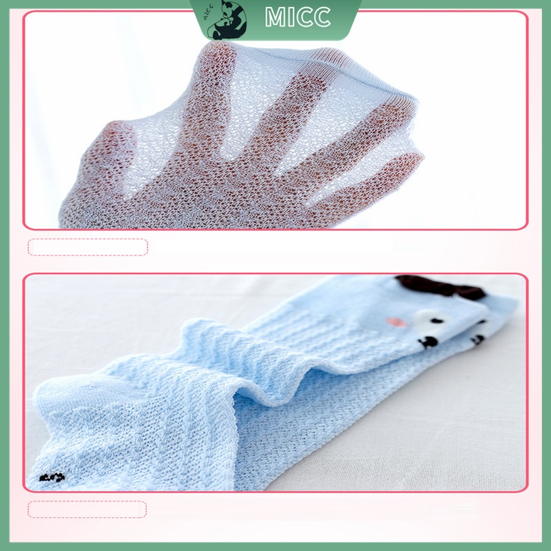 Vớ em bé, thích hợp cho 0-3Y, Vớ thoải mái đến đầu gối bằng cotton nguyên chất,Vớ lưới thoáng khí mùa hè cho bé