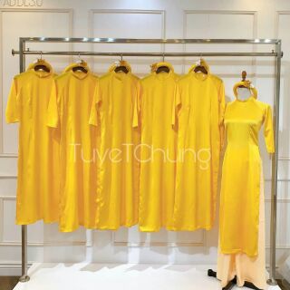 Áo dài phi bóng vàng - Giá xưởng