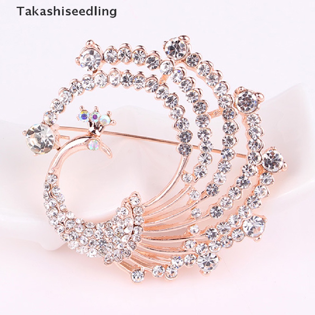 Trâm cài áo hình chim công pha lê trang trí tiệc dành cho nữ độc đáo thanh lịch