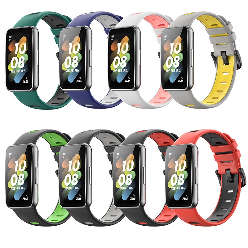 Dây Đeo Silicone Hai Màu Cho Đồng Hồ Thông Minh Huawei Honor Band 7 band7
