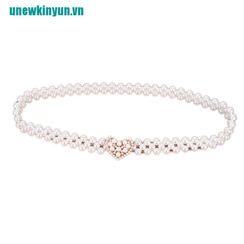 Uny☌Thắt Lưng Chuỗi Hạt Ngọc Trai Mặt Hoa Cho Nữ