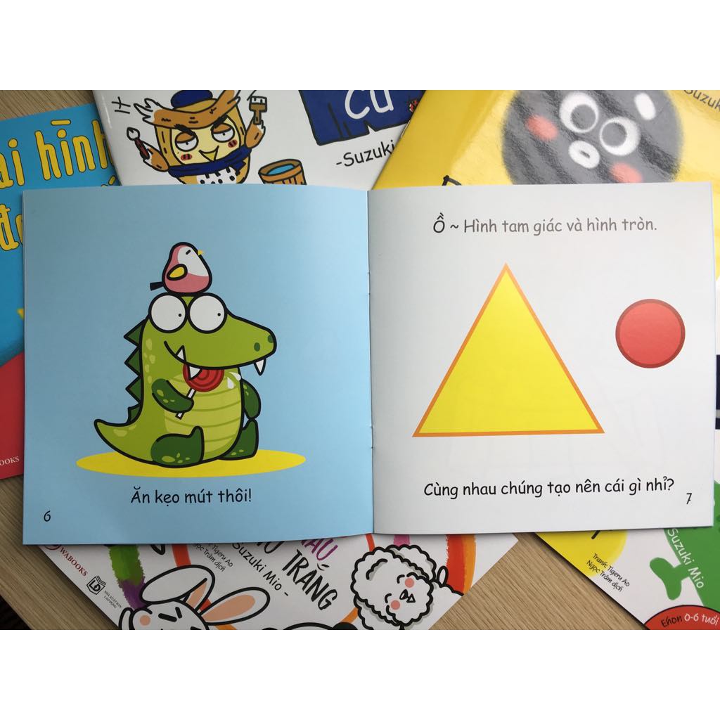 Sách Ehon - Ehon Hình khối - Ghép hình cùng Ryo và Kaku (0-6 tuổi) (Tặng hướng dẫn học chơi cùng con)