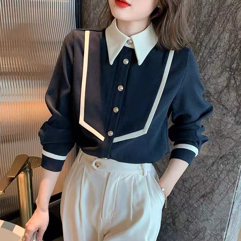 Áo Sơ Mi Tay Dài Có Cổ Thời Trang Xuân Thu 2023 Phong Cách Cổ Điển Dành Cho Bạn Nữ
