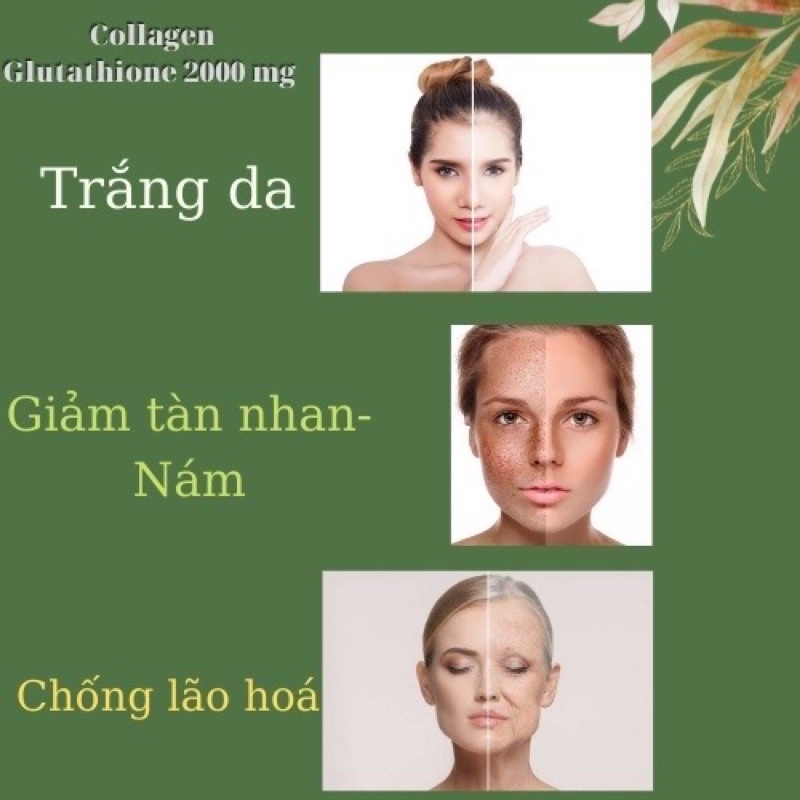Viên uống trắng da Collagen Glutathione 2000mg  nâng tông tức thì sau 7 ngày hộp 30 viên