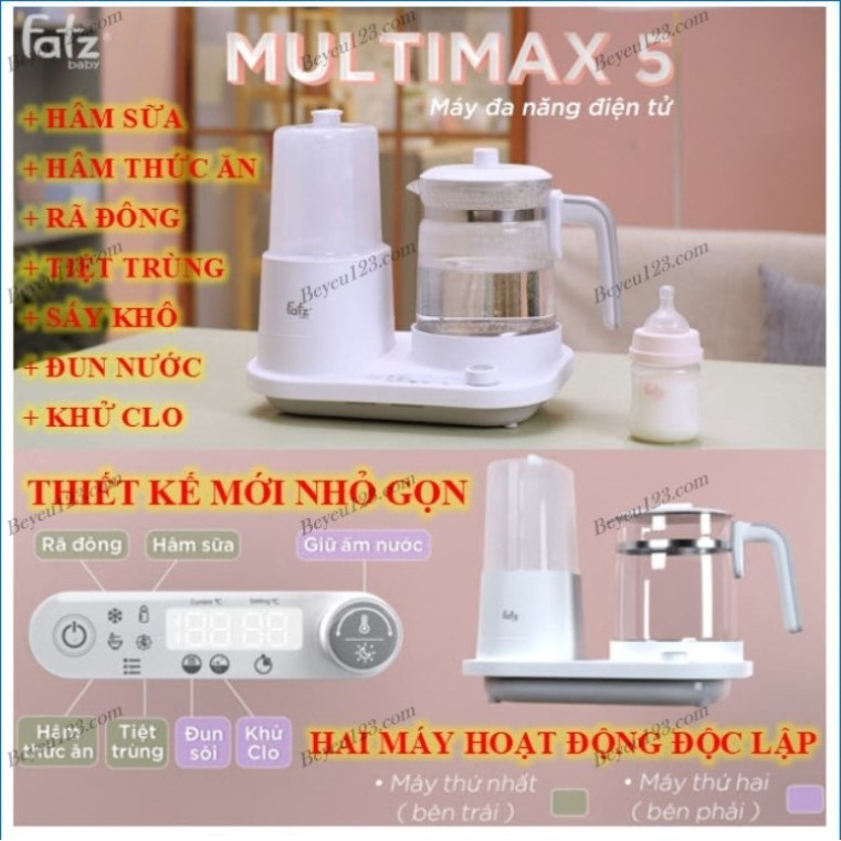 Máy tiệt trùng và hâm nước pha sữa đa năng điện tử Fatzbaby Multimax 5 - Fatz FB9201TN (2 máy chạy song song và độc lập)