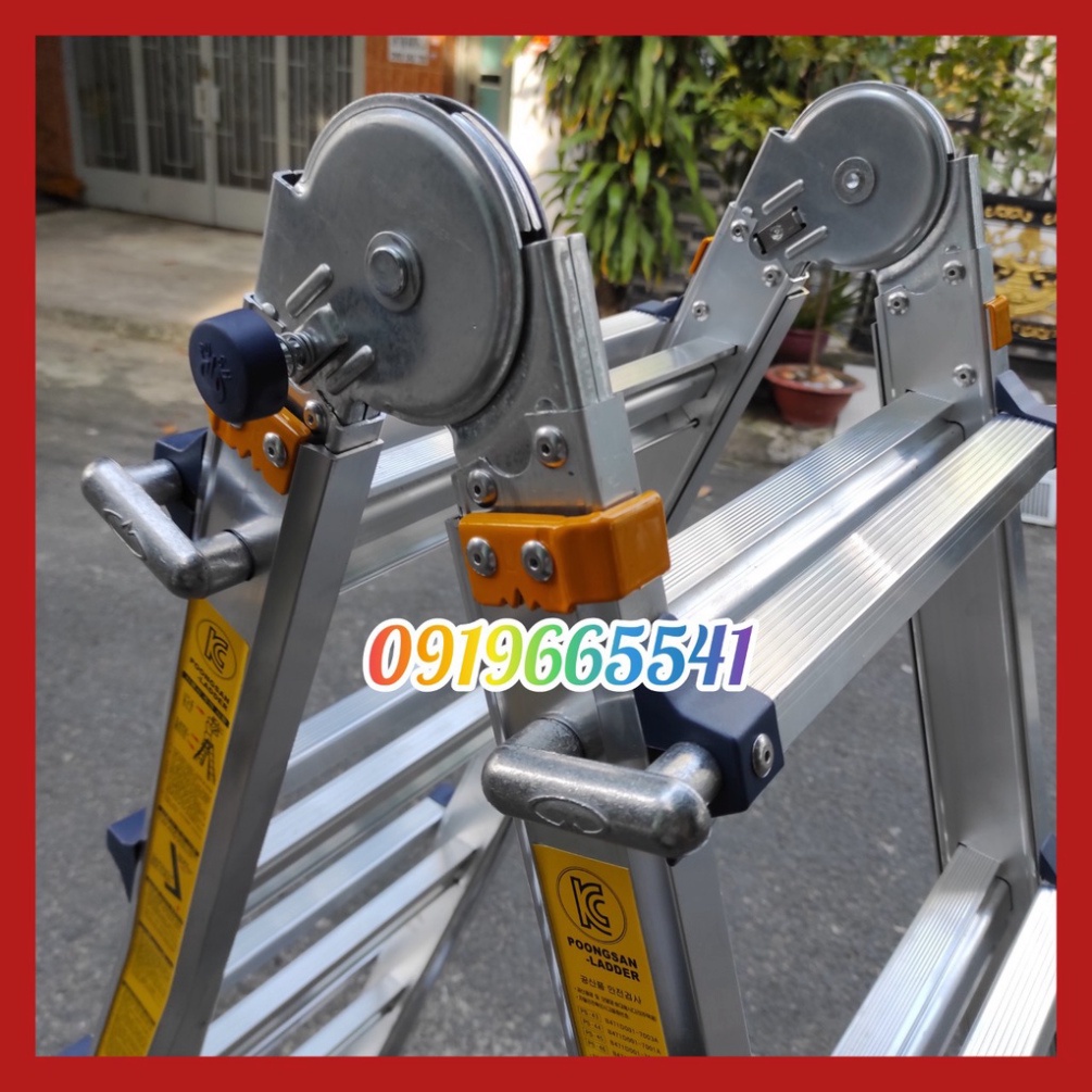Thang nhôm chữ A rút lồng POONGSAN PS 45 - Chữ A cao nhất 2,65m, chữ I cao nhất 5,57m, tải trọng 120kg - Hàn Quốc