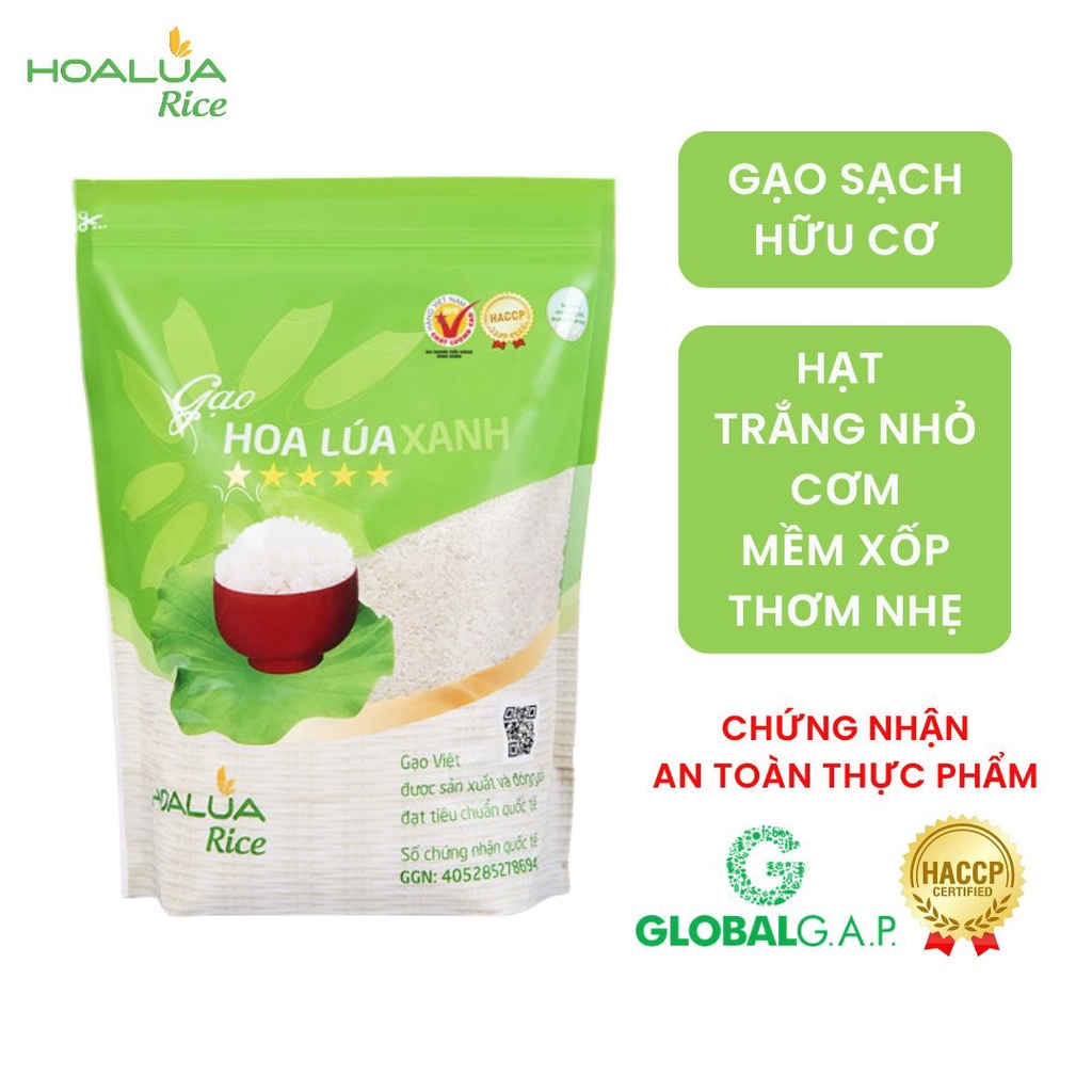 Gạo Hoa Lúa Xanh - Túi 5kg - Dẻo vừa, mềm cơm, hương thơm tự nhiên