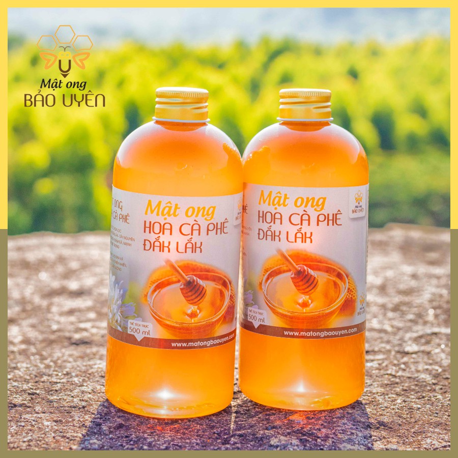 Combo 2 Chai Mật Ong Hoa Cà Phê 100% Nguyên Chất Bảo Uyên Hóa Tăng Cường Sức Sức Đề Kháng Loại Chai Dung Tích 500ml
