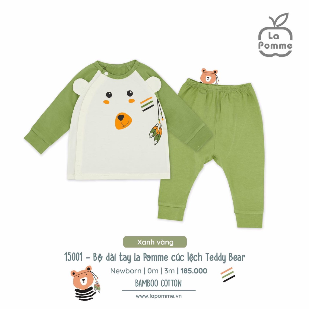 Bộ cài chéo cài giữa Body dài tay La Pomme sơ sinh modal cao cấp hải cẩu kẻ sọc bé trai bé gái SLD185 JL047 23001 15001