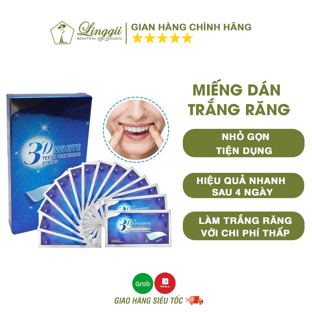 Hộp 7 Gói 2 miếng dán trắng răng tiện lợi 3D White Teeth Whitening Strips