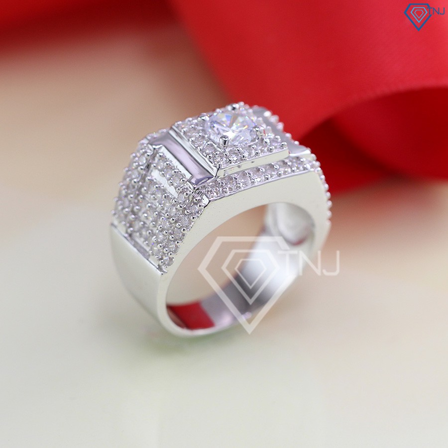 Nhẫn nam bạc đẹp mặt đá trắng sang trọng NNA0077 Trang Sức TNJ