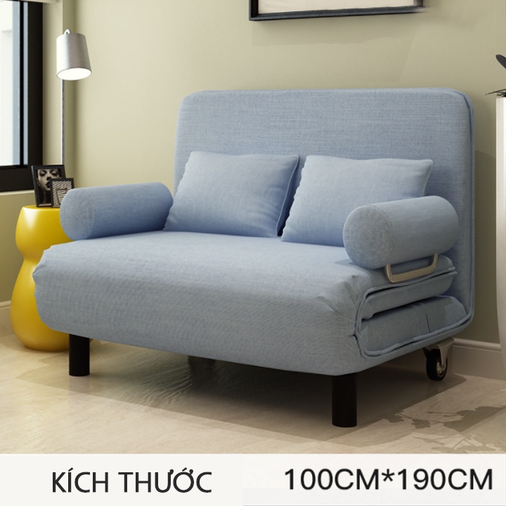 [Tặng bộ 2 gối ôm] Ghế Sofa giường nằm bọc nỉ 2 màu nâu xanh, Sofa bed đa năng cao cấp - Nội thất lắp ráp phòng khách