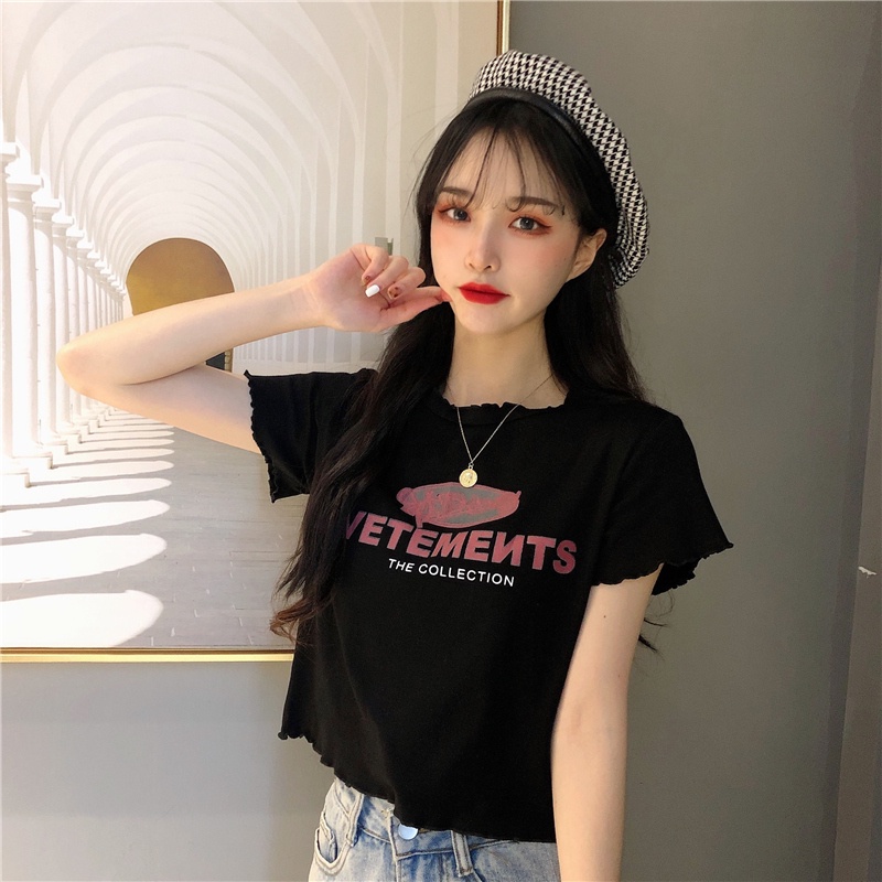 Áo Thun Ngắn Tay Lưng Cao Dáng Rộng Thời Trang Mùa Hè Cho Nữ