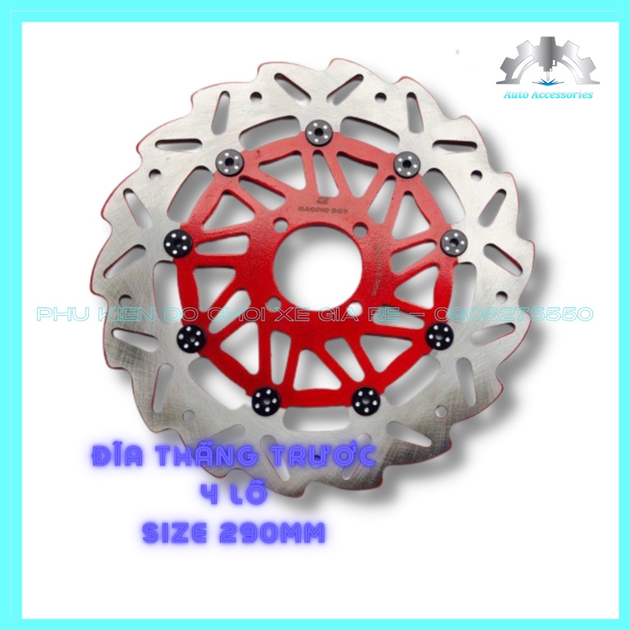 Đĩa Thắng Trước 4 lỗ size 290mm, Mẫu Mới Siêu Hót, Có Pát gắn thông dụng cho nhiều dòng xe  Màu sắc cực kì bắt mắt