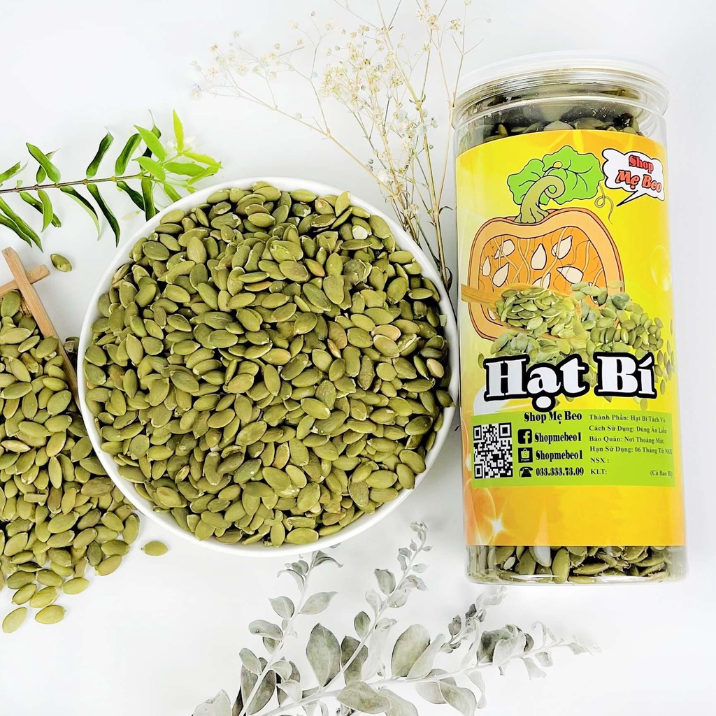 Nhân hạt bí xanh hữu cơ tách vỏ RANG CHÍN hộp 500gr