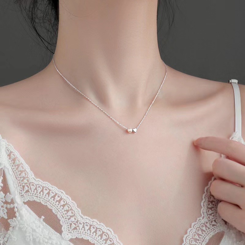 Vòng cổ Ngọc Trai Mặt Trái Tim Mini Phong Cách Hàn Quốc Thời Trang Cho Nữ