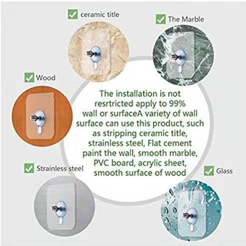 Móc gắn tường siêu dính trong suốt không đóng đinh để treo khăn