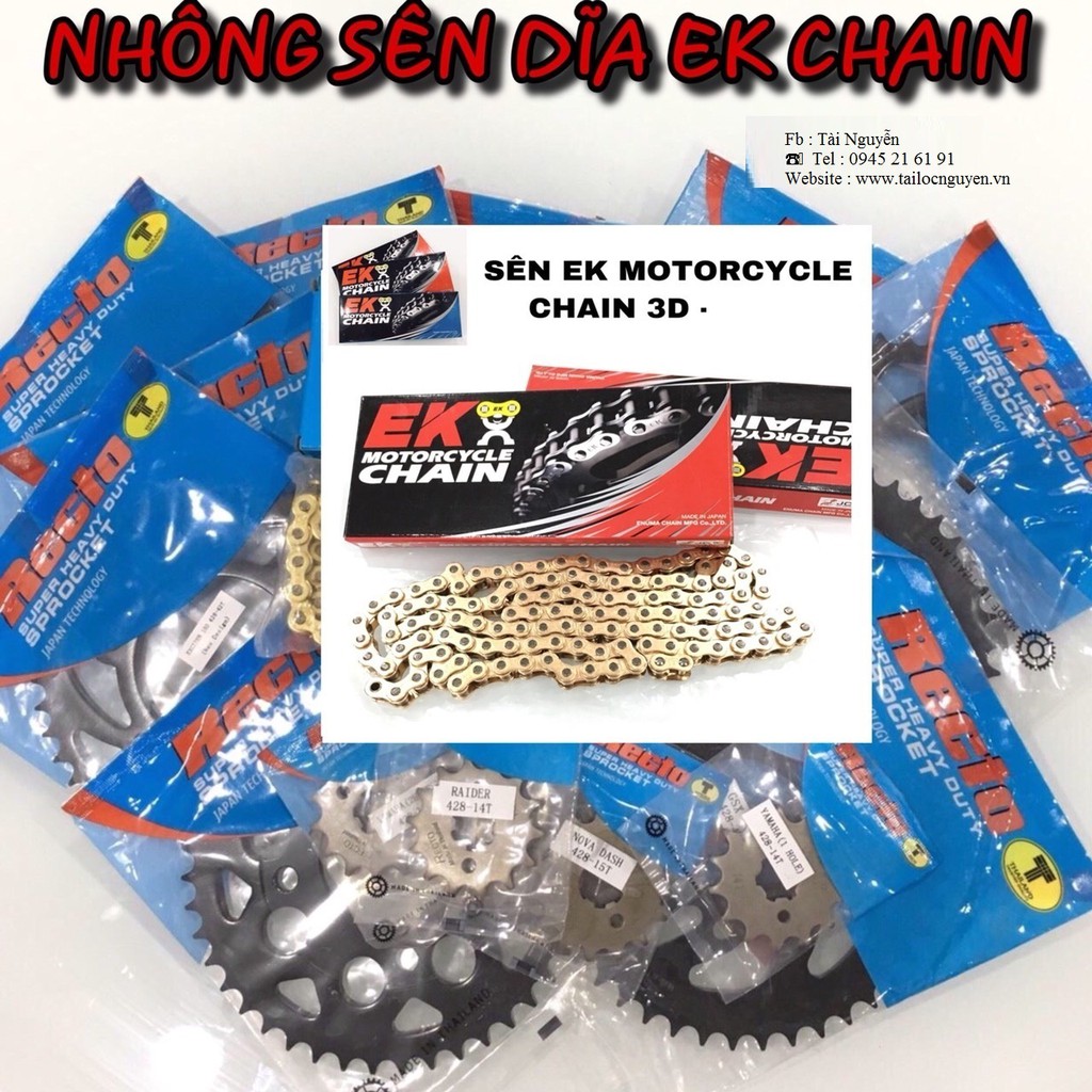 BỘ NSD R15 V3/ FZ155i/ MT15 - GSX - TFX - SÊN EK CHAIN JAPAN - NHÔNG DĨA RECTO