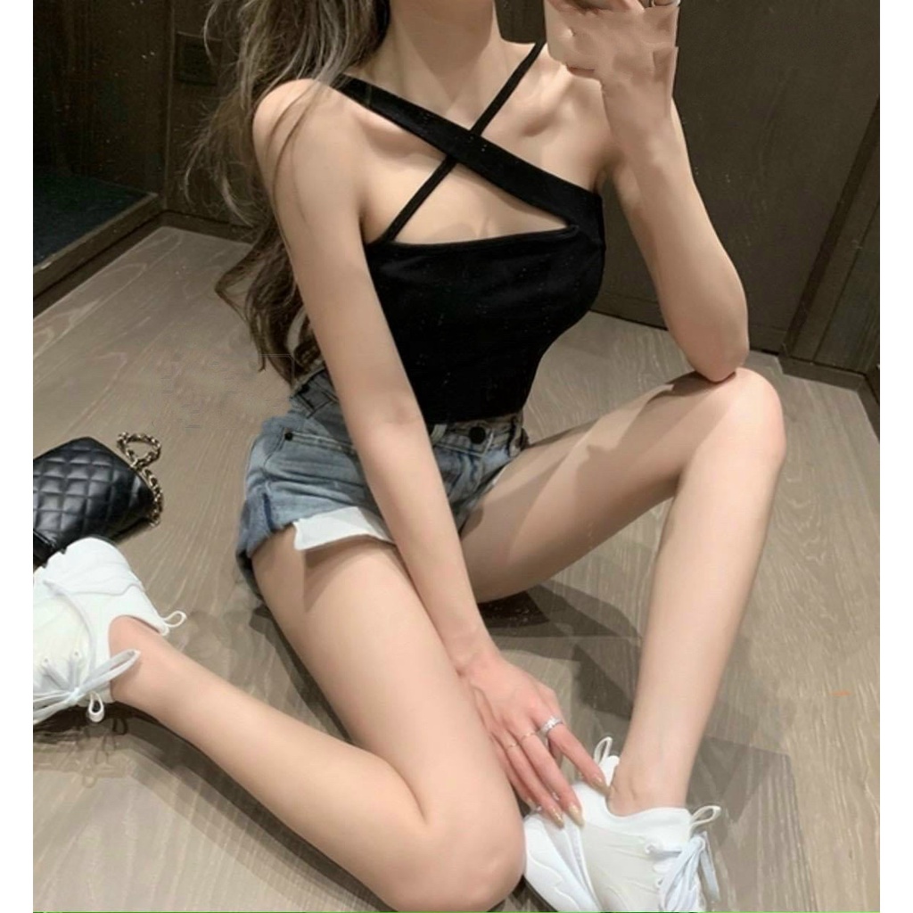 Áo thun dây chéo ngực không đệm