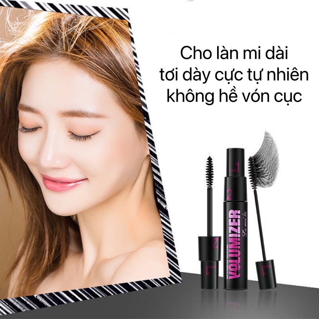 Chuốt Mi Kép Mascara Lameila Volumizer lâu trôi không lem chống nước 2 trong 1 không vón cục