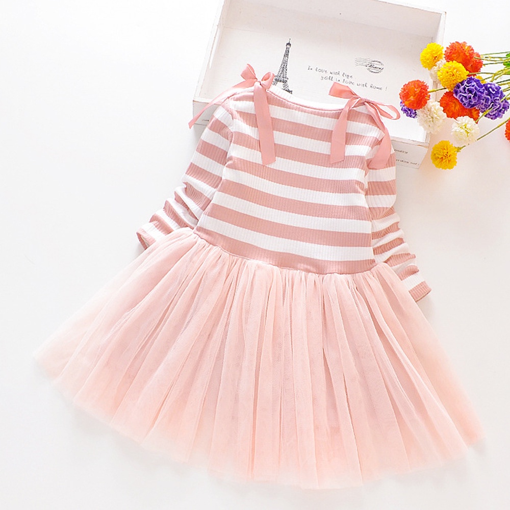 váy đầm lưới tay dài công chúa cho bé gái Đầm Lưới Tay Dài Đính Hạt Trang Trí Đường Viền Cổ Trang Trí Mới Dành