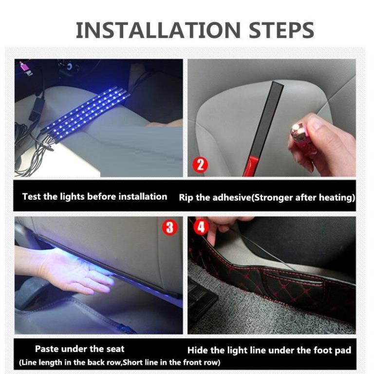 Bộ 72 Đèn Trang Trí Gầm Ghế, Gầm Taplo, Chân Thắng  Led RGB 5050SMD 12W Cảm Biến Mạch