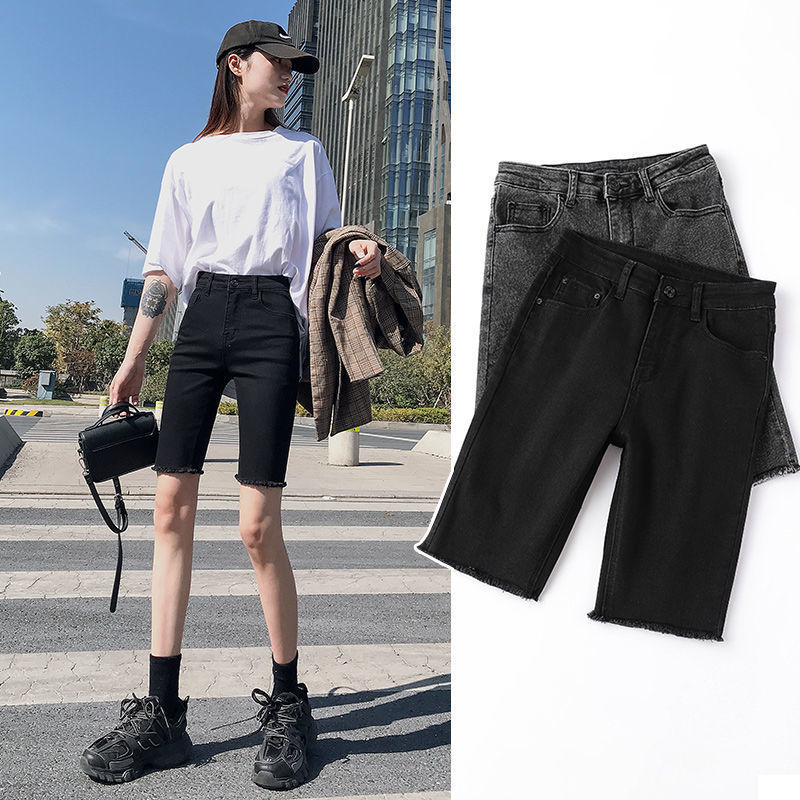 Quần Short Denim Lưng Cao Size Lớn Cho Nữ