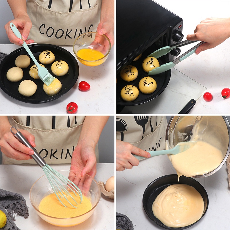 5 Bộ dao, dụng cụ vét bột và cọ quét dầu có chất liệu silicone máy đánh trứng dụng cụ làm bánh dụng cụ nhà bếp khuôn
