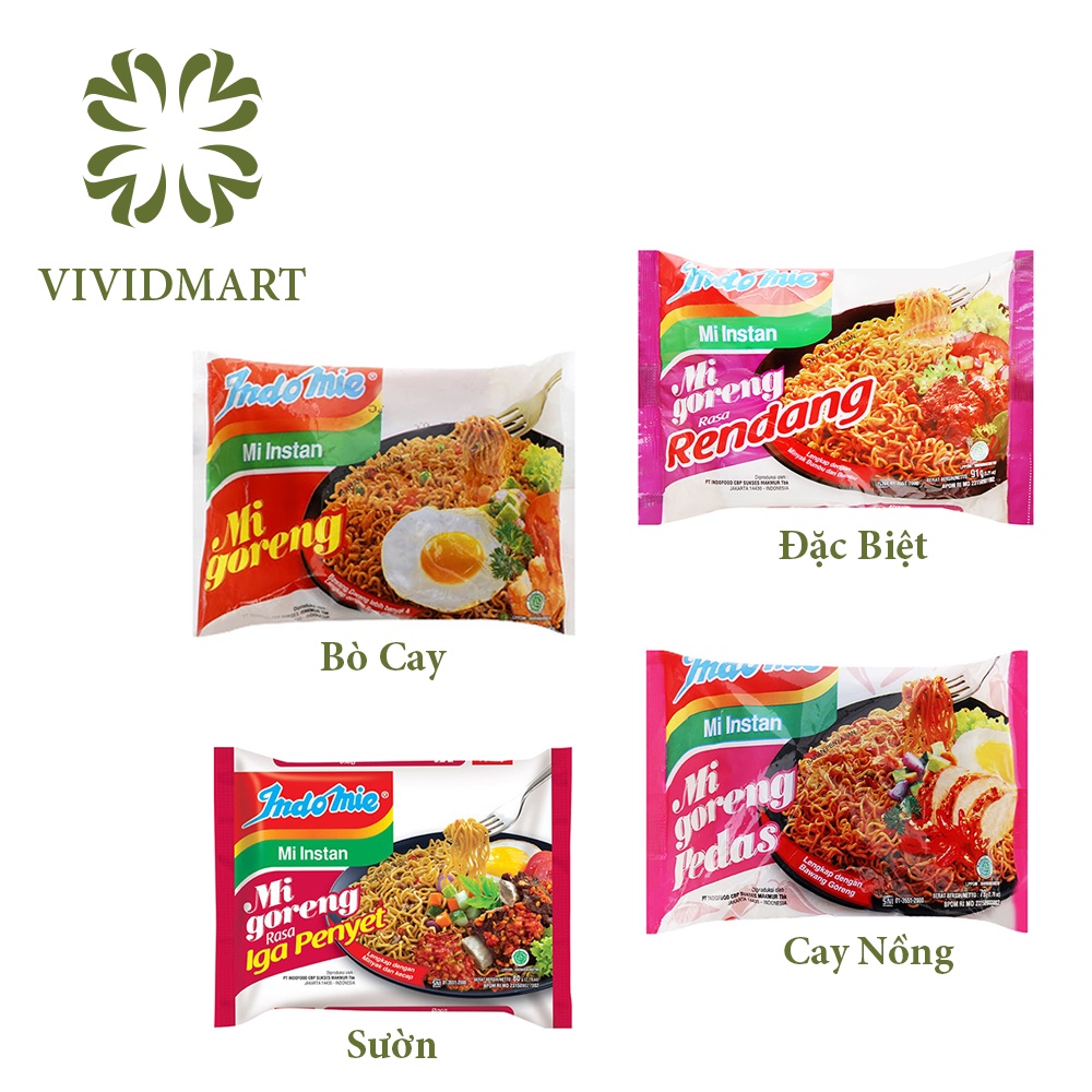 [Thanh lý] Mì Xào Khô Indomie Mi Goreng Mix vị đặc biệt/ sườn/ cay nồng/ bò cay - Mì cận date - Gói