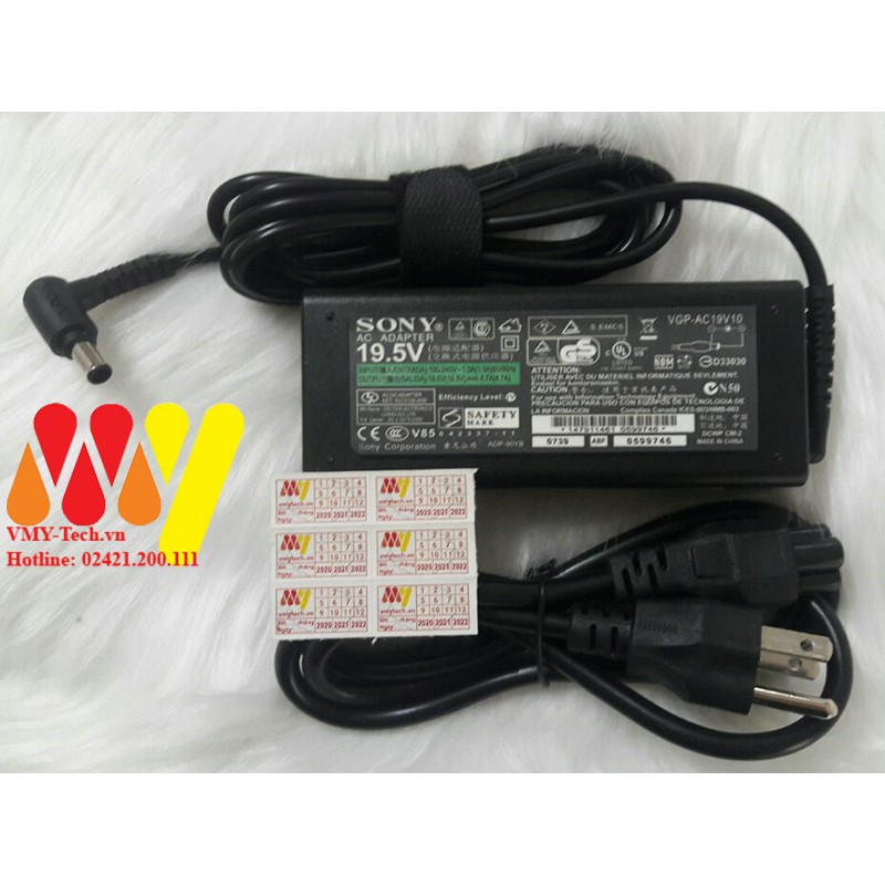 [Mã ELFLASH5 giảm 20K đơn 50K] Sạc Laptop SONY Vaio 19.5V - 4.7A Tặng kèm dây nguồn (NEW 100%)