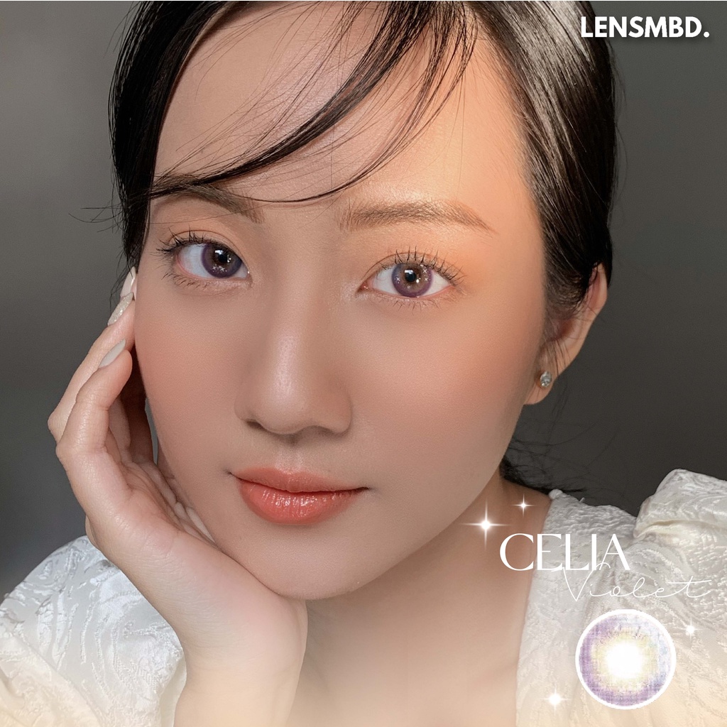 LENS KÍNH ÁP TRÒNG NỘI ĐỊA TRUNG MÀU TÍM MIX ÁNH SAO CELIA VIOLET DOUYIN.CONTACTLENS X LENSMBD.