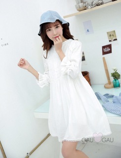 Đầm tiểu thư trắng Hàn Quốc