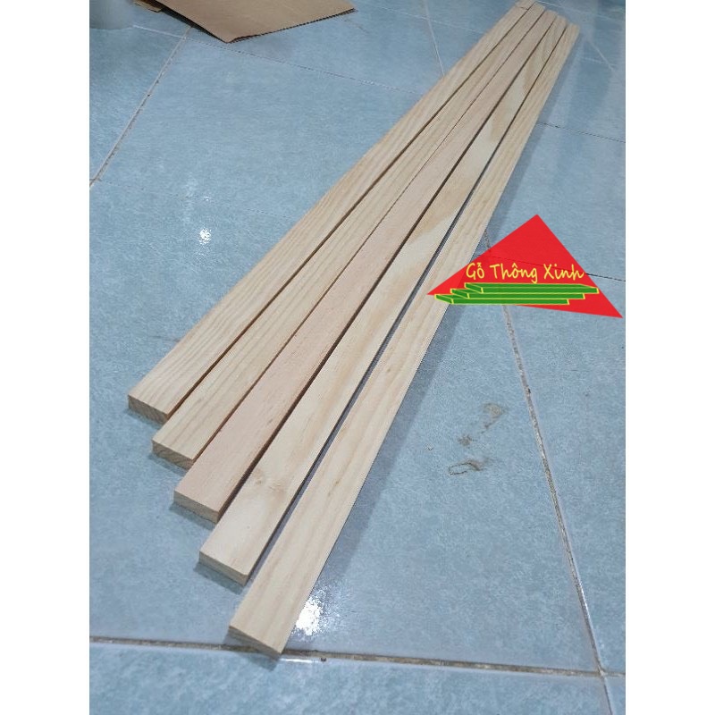 Bó 5 thanh gỗ thông vuông dài 1m2, rộng 3cm, dày 1.5cm dùng làm nẹp trang trí, decord, làm khung