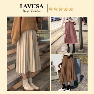 Chân váy xếp ly dáng dài hàng QC cao cấp 5 màu cực đẹp Lavusa