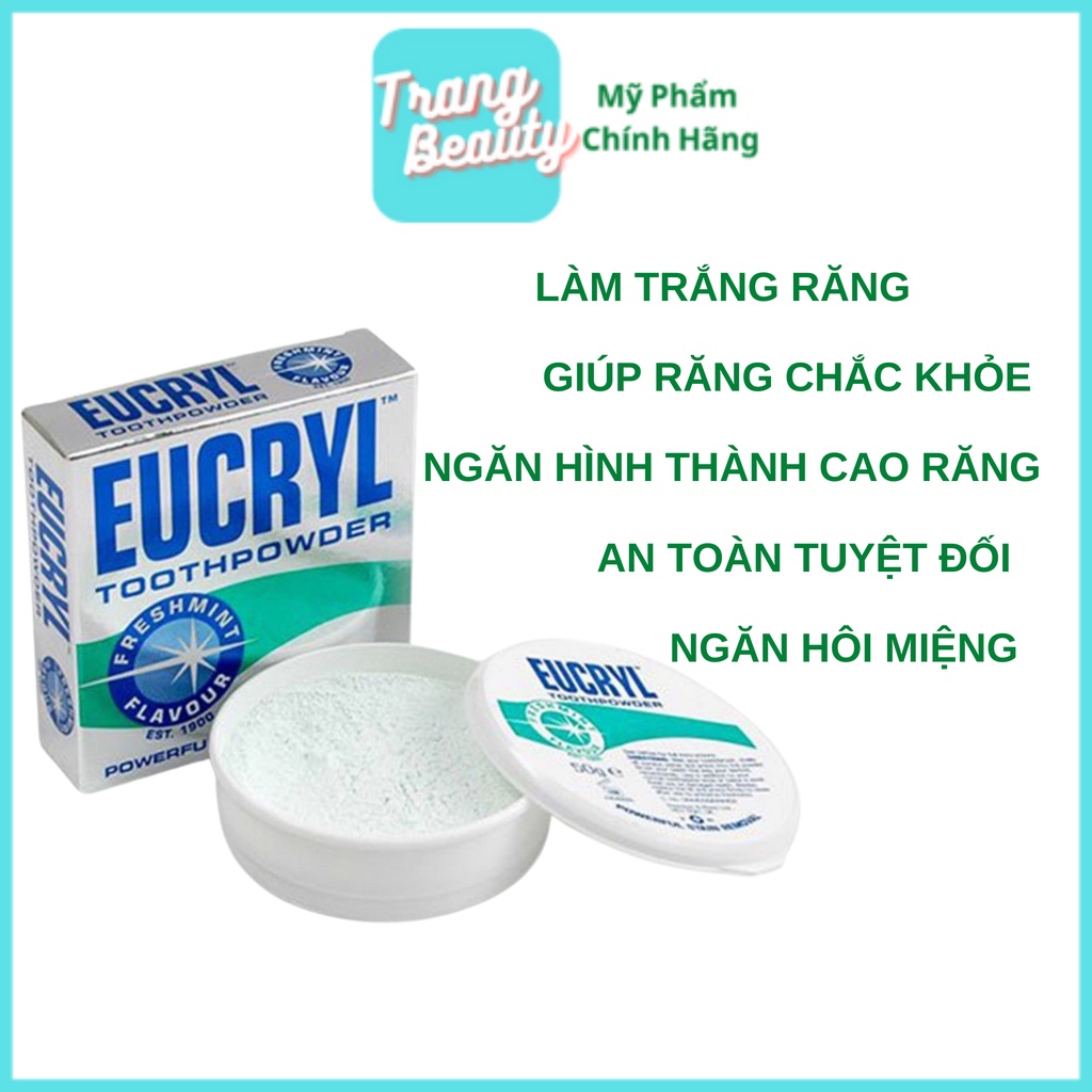 Bột Bạc Hà Làm Sạch Trắng Răng, Hơi Thở Thơm Mát Eucryl Toothpowder