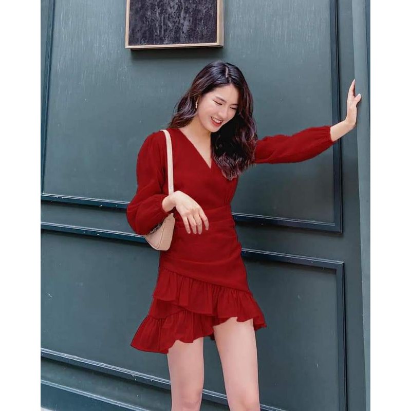 Đầm đắp chéo tơ oagnza