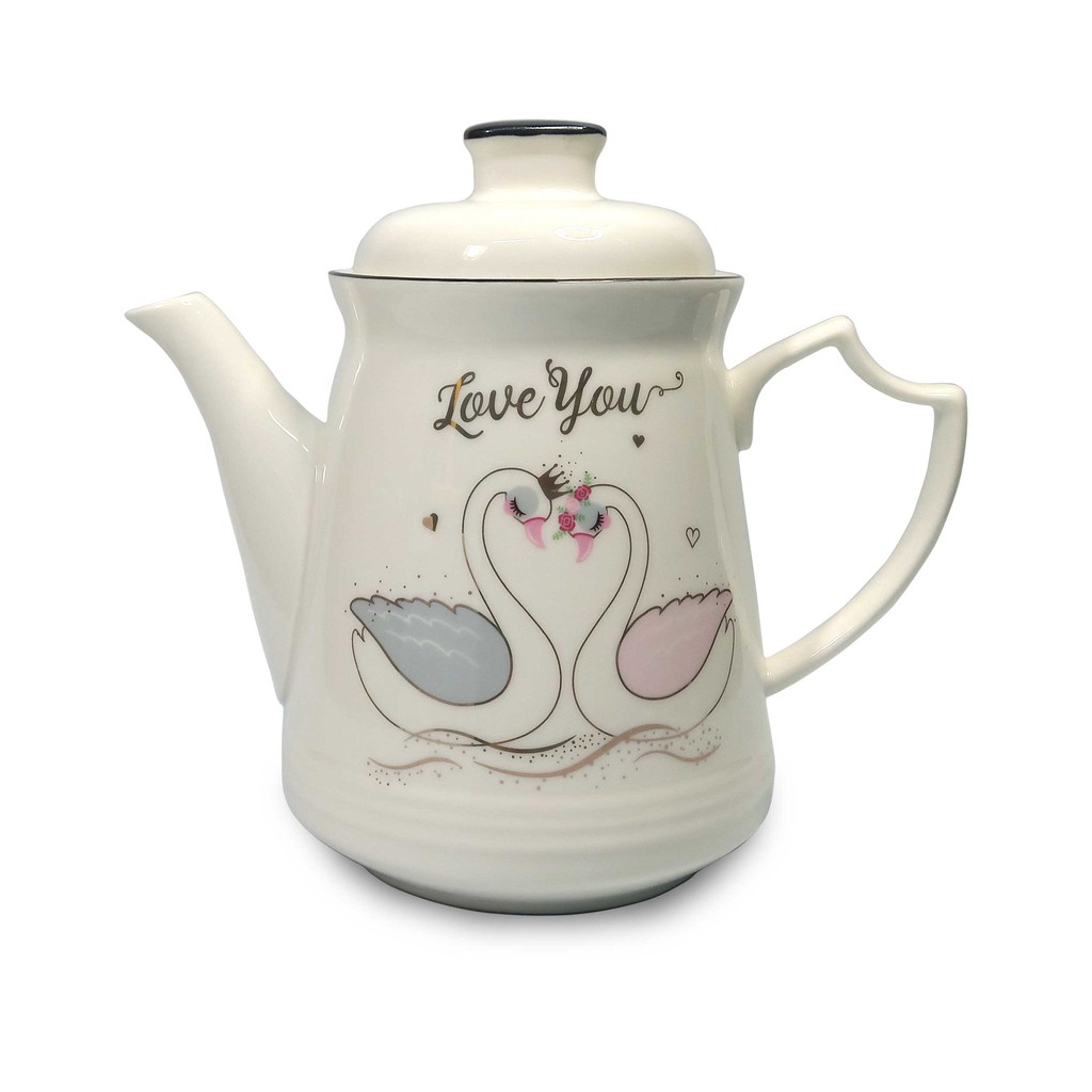 BỘ ẤM TÁCH TRÀ CAO CẤP 1.3 lít - BỘ BÌNH 06 TÁCH SỨ - LOVE YOU SP046