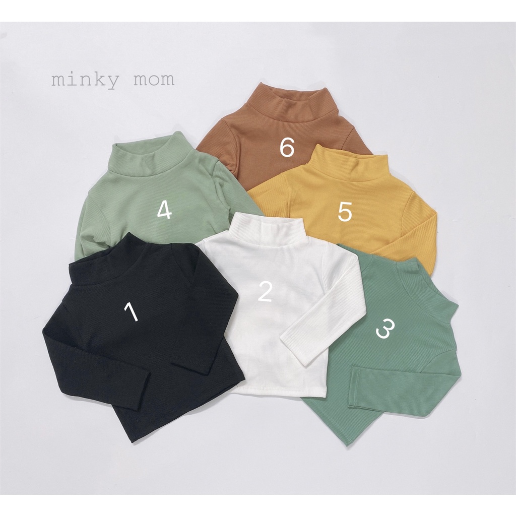 Áo len tăm, len gân Minky Mom bé trai bé gái cổ 3 phân giữ nhiệt cực đẹp Namkidshop