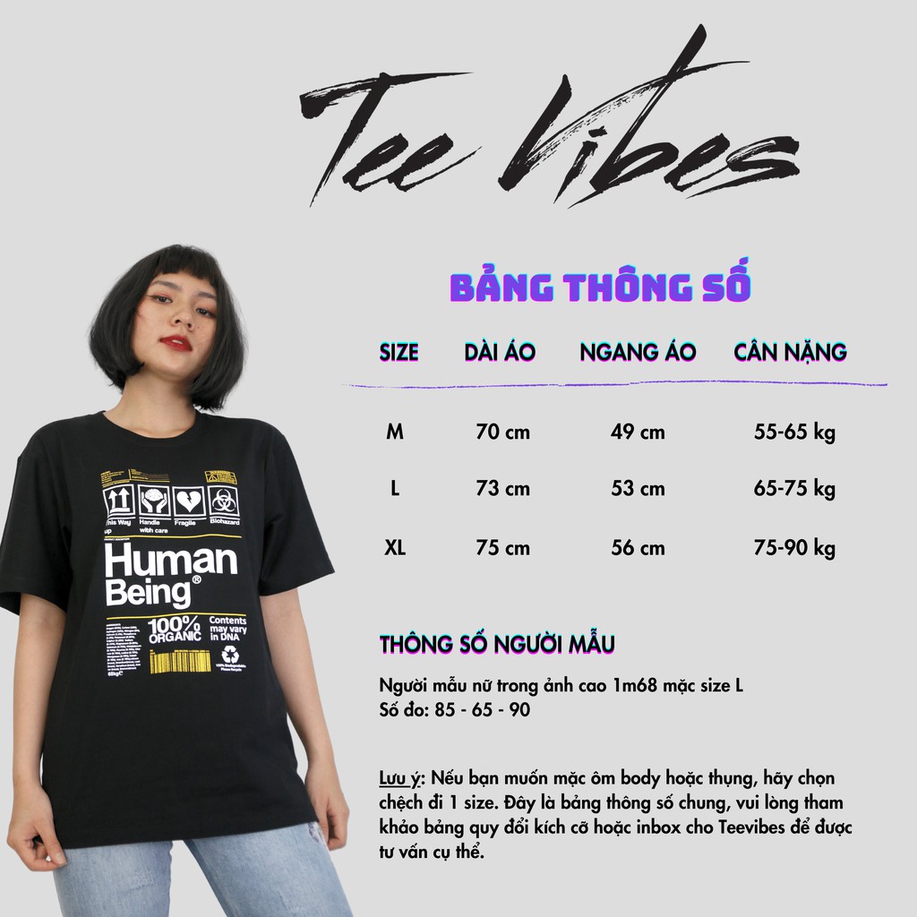 Áo thun tay lỡ TEEVIBES dáng Unisex phong cách in hình Human Being TV004 | BigBuy360 - bigbuy360.vn